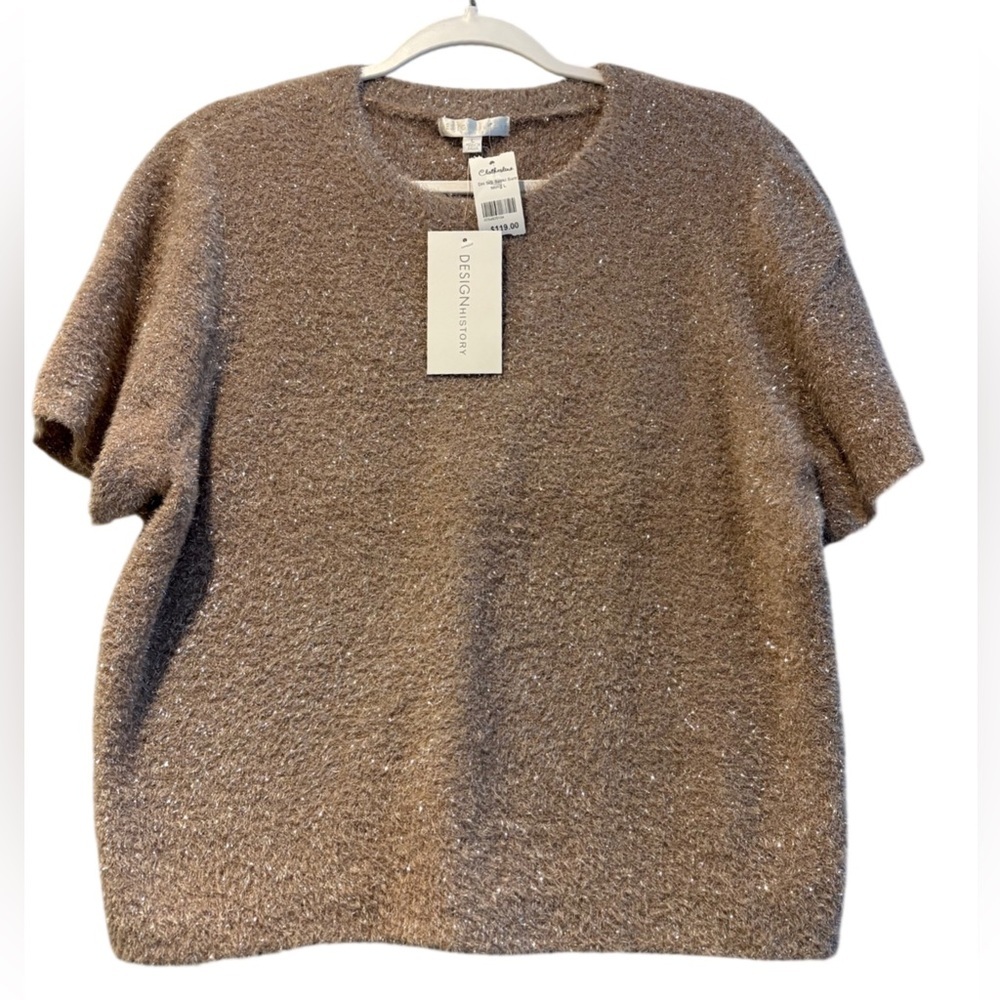 Design History Women's Short Sleeve Sweater - Light Brown NWT